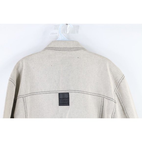 NOS Vtg 90s Marithe Francois Girbaud Mens Large Baggy Denim Trucker Jacket White - Picture 11 of 14